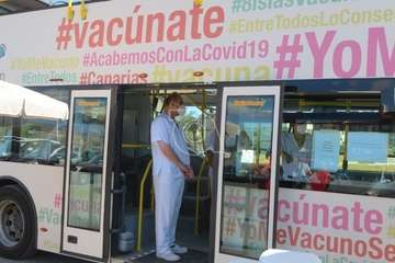 La vacuguagua en la explanada de Melenara/TA.